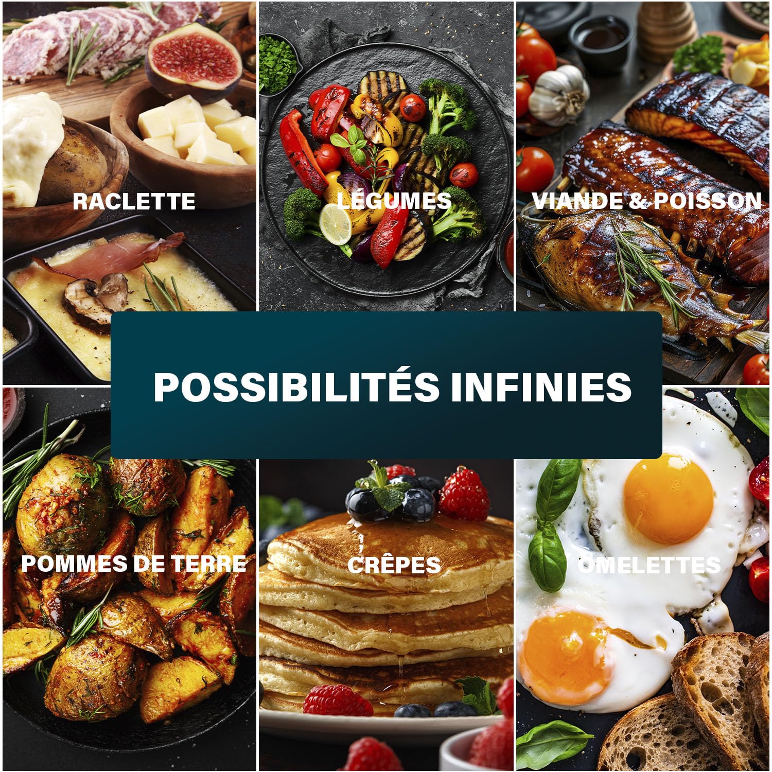 Princess Raclette pour 6 personnes avec plaque de grill ronde amovible – Surface antiadhésive, cuisson saine sans matière grasse, idéale pour viande, poisson et légumes