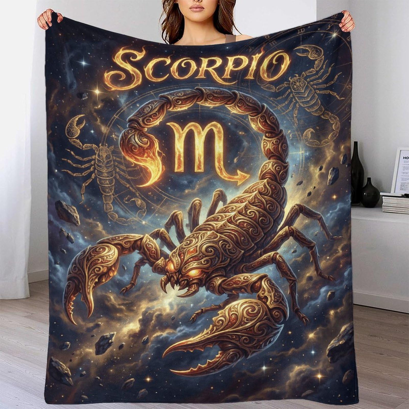 W7C8U2X3 Scorpio Zodiac for for Flannel Throw Blanket, Bedroom Sofa Couch