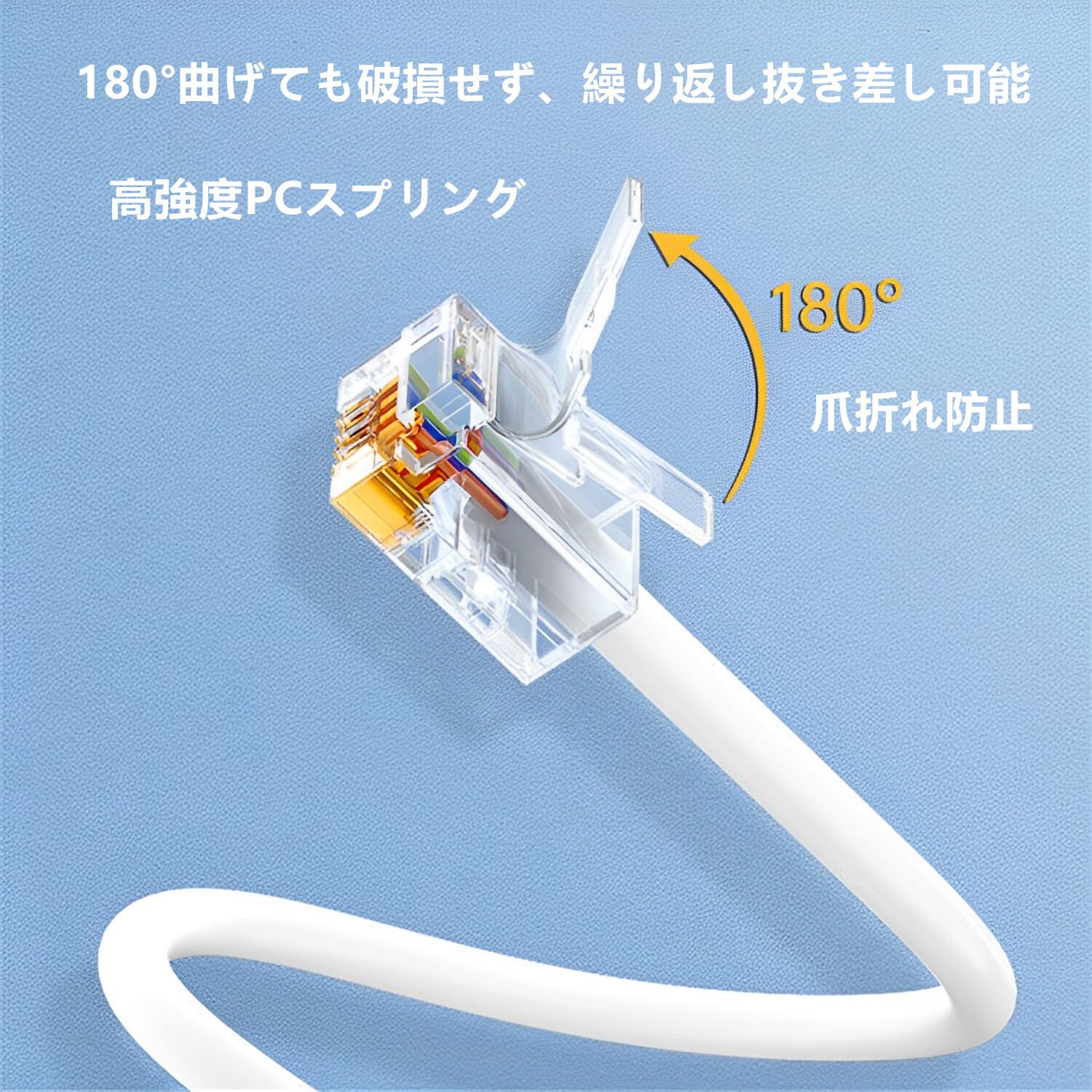 Amazon | モジュラーケーブル 電話線 1m 6極4芯 RJ11 フラット 電話