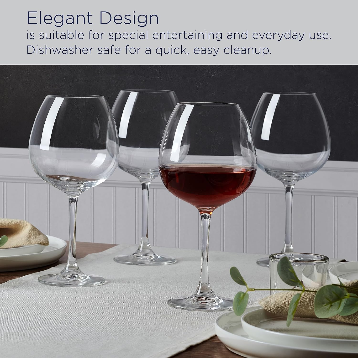 Mikasa Lana Red Wine Balloon Glasses, Set of 4, 23 Ounce, Clear