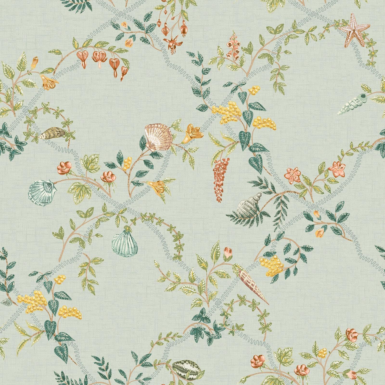 Holden Odyssey Shell Trellis Coastal Ocean Themed Wallpaper for Bedrooms Kids Wallcovering Feature Walls Duck Egg Blue (14331)