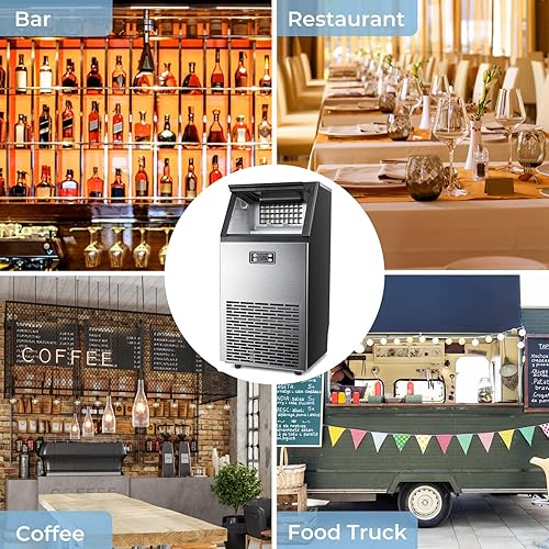 Miniatura 7 de ZAFRO Máquina comercial para hacer hielo, máquina de hielo debajo del mostrador, 100 libras24 horas con cubo de hielo de 33 libras, máquina de hielo