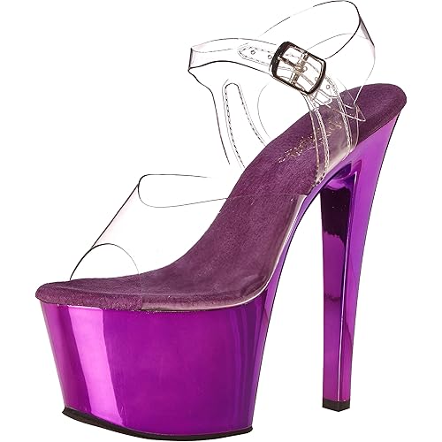 Pleaser Women's Sky308/C/PPCH Dress Sandal, Clear Purple, 8 M US
