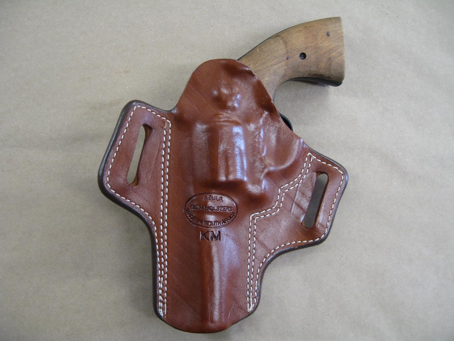 Azula Gun Holsters EAA Windicator Revolver 4" 6 Shot Leather 2 Slot Molded Pancake Belt Holster CCW TAN RH
