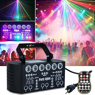 Wuzstar 27-Eye Party DJ Light with Remote, LED Strobe Effects, DMX Control & Sound Activity - Disco Stage Lighting for Clubs, Weddings, DJ Shows, Xmas, Halloween