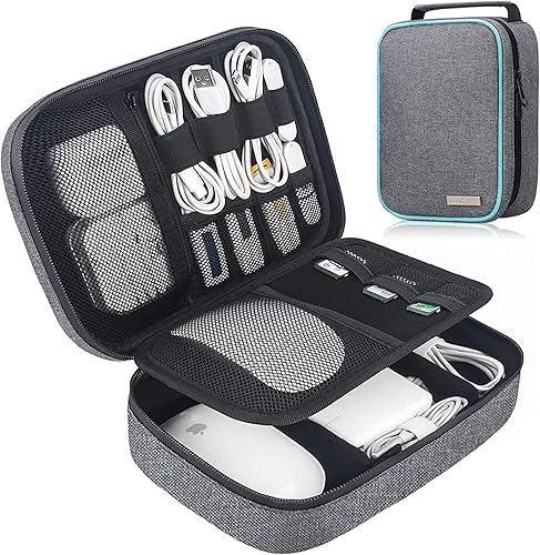Lacdo Organizador electrónico, bolsa organizadora de cables de viaje, accesorios electrónicos, estuche de transporte, bolsa de almacenamiento