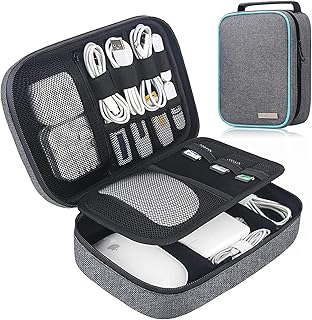 Lacdo Electronic Organizer, Travel Cable Organizer Bag Pouch Tech Electronics Accessories Carry Case Portable Storage Bag Charger Case for Cable, Cords, Charger, Phone, Hard Drive, Power Bank, Gray