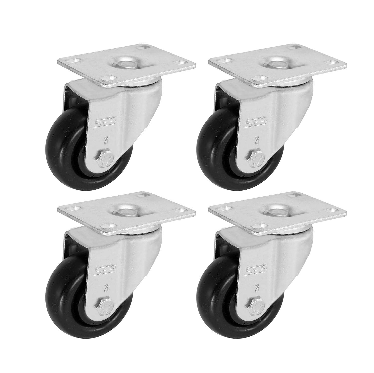 Caster Set of 4 | 3" Caster Replacement for Rubbermaid Universal Drum Dolly Part 2650-L1