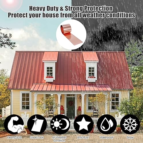 Miniatura 3 de Cobre intermitente 99.95% puro, calibre 24, 0.020 in de grosor, rollo de cobre de 10 pies de longitud en varios anchos, contratistas y proyectos de