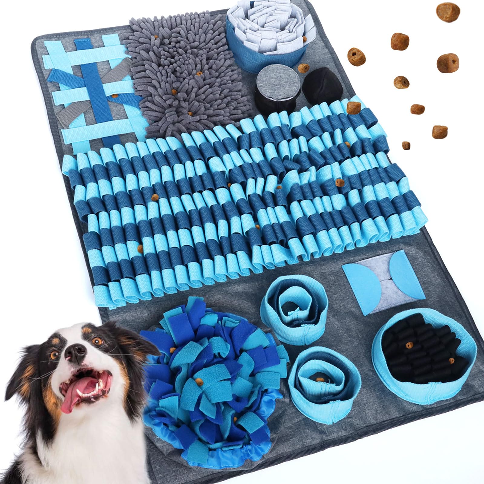 Alfombra Olfativa Perros XXL, Manta Olfativa Perro Grande Juguete de Inteligencia para Perros Snuffle Mat (Blue)