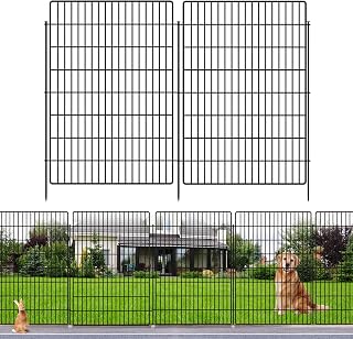 10 Panels Garden Fencing Animal Barrier, 40 in(H) X 24 ft(L) Dog Fence Outdoor for Yard Rustproof No Dig Decorative Tall Garden Fence Metal Wire Panel Border Rabbit Ground Stakes Fencing