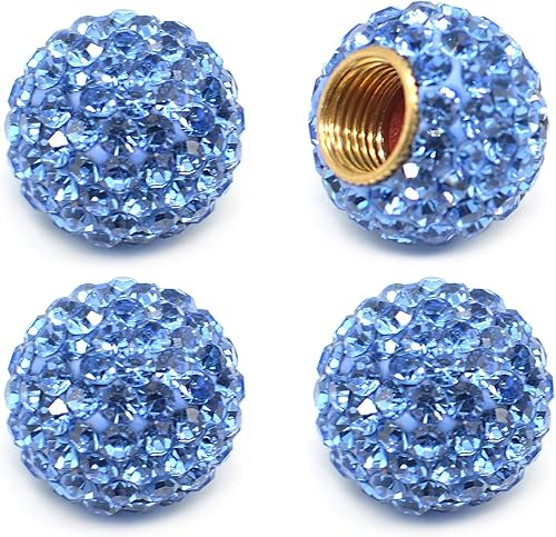 Tapones de válvula de neumático de automóvil, paquete de 4 tapones de aire de vástago de válvula de neumático de automóvil con diamantes de