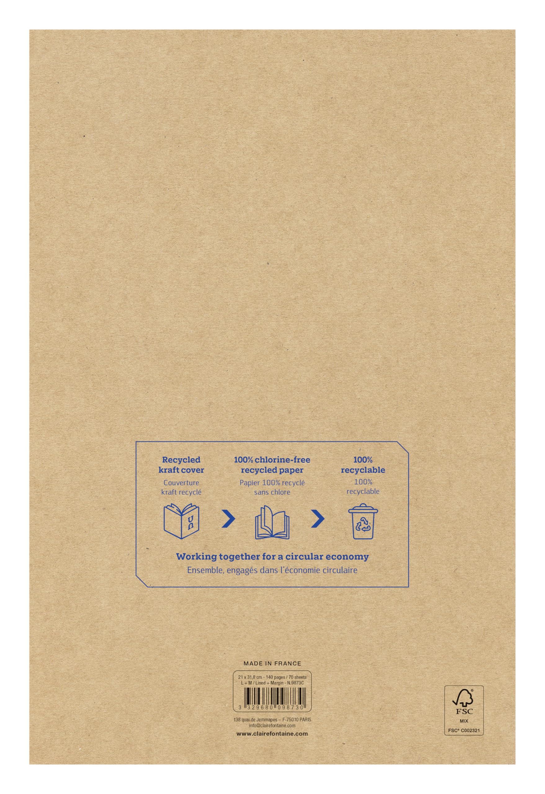 Clairefontaine 9873Cpack - Conf. 4 quaderno p.met A4 21x31,8 cm 140 p righe