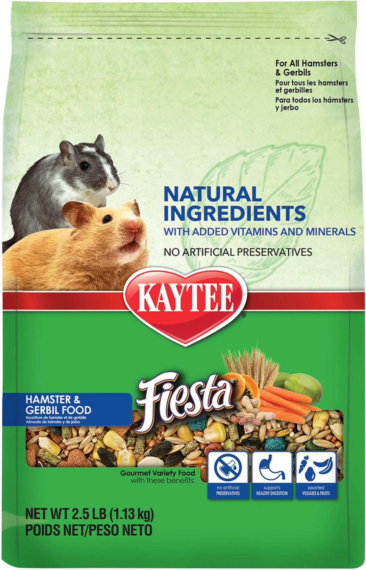 Kaytee Fiesta Naturals Hamster and Gerbil Food, 2.5 lbs.