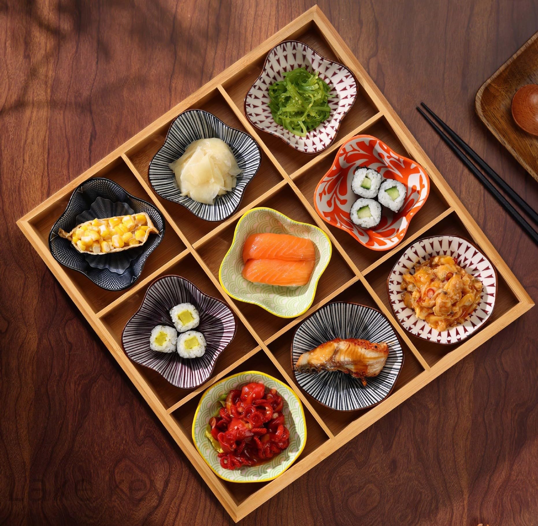 Amazon｜Lake key 業務用 仕切りトレー 小皿 セット 竹製 トレイ 2/3/4