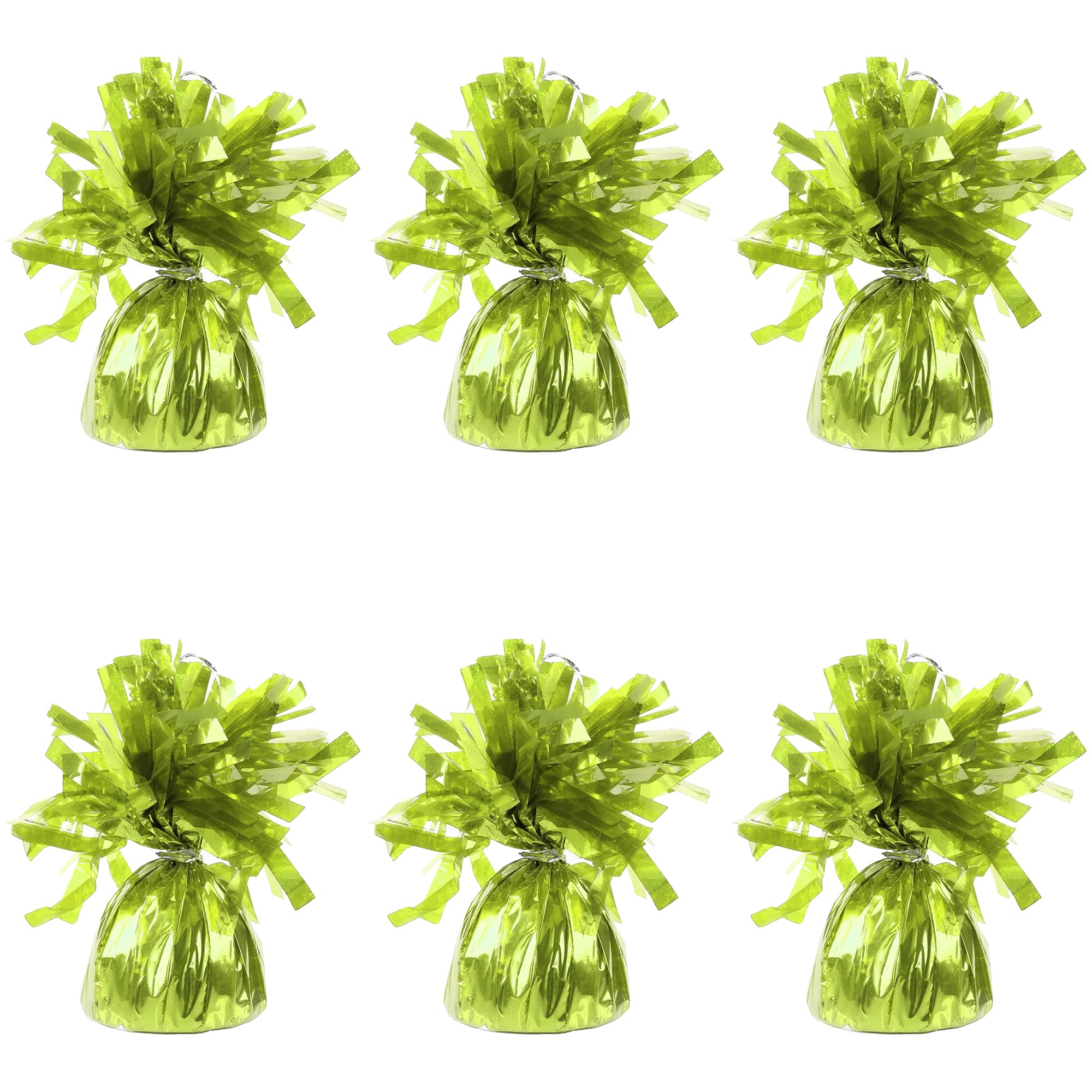 Foil Balloon Weights for Helium Balloons in Lemon Green Foil - 6x 160g Heavy Balloon Weights Birthday Party Wedding Celebration Décor with Tassles