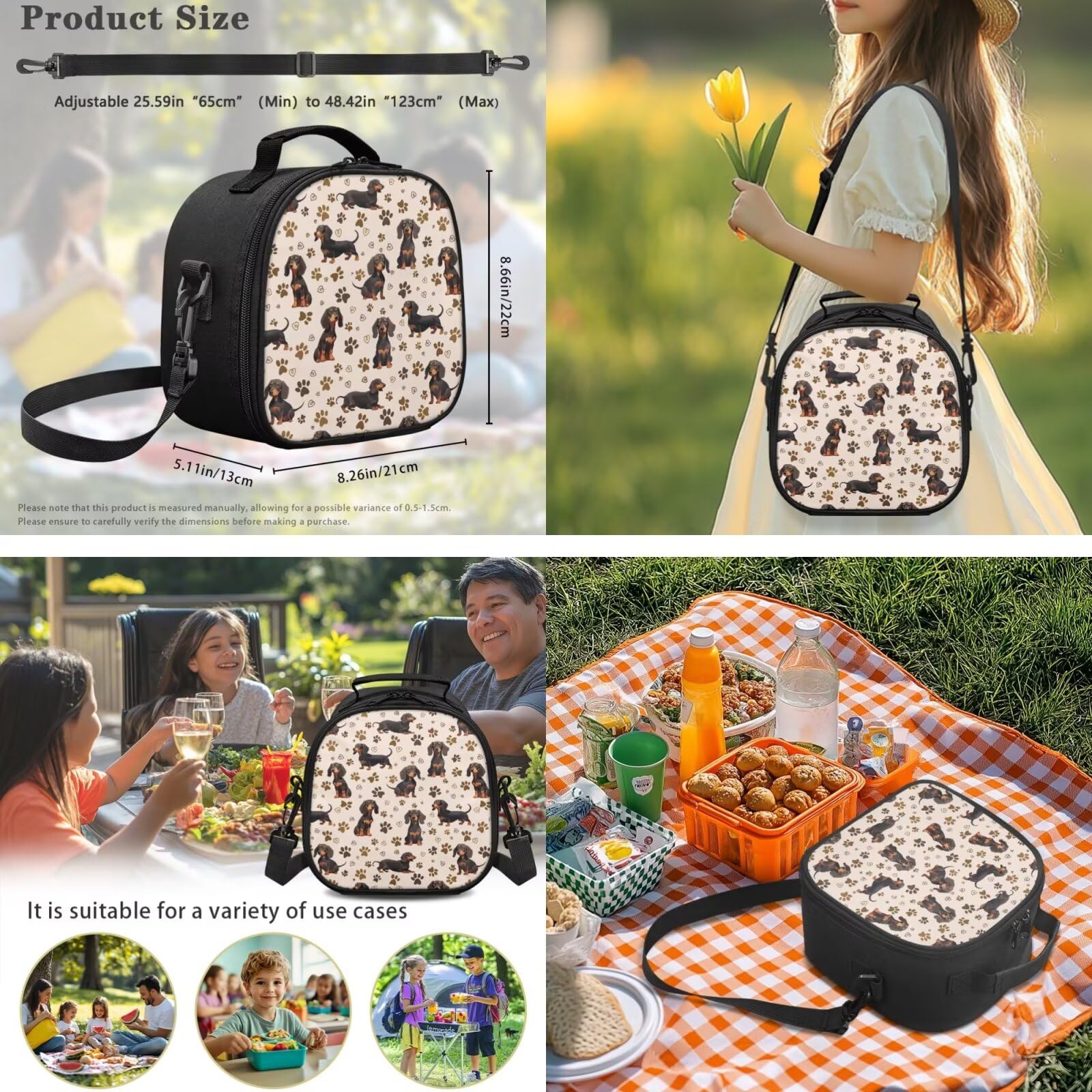 COEQINE 5 x Rucksack für die Schule 3. Klasse Jungen Grundschule Rucksäcke passend für 17 Zoll Laptop Federmäppchen Schlüsselanhänger, Dackel Beige Pfotenabdruck, M, Casual