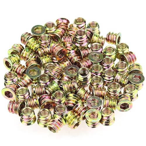 Miniatura 112 de Insertos roscados de 5/16"-0.709 x 0.984 in, acero al carbono chapado en zinc, con llave hexagonal para tornillos de muebles de madera, 26 piezas