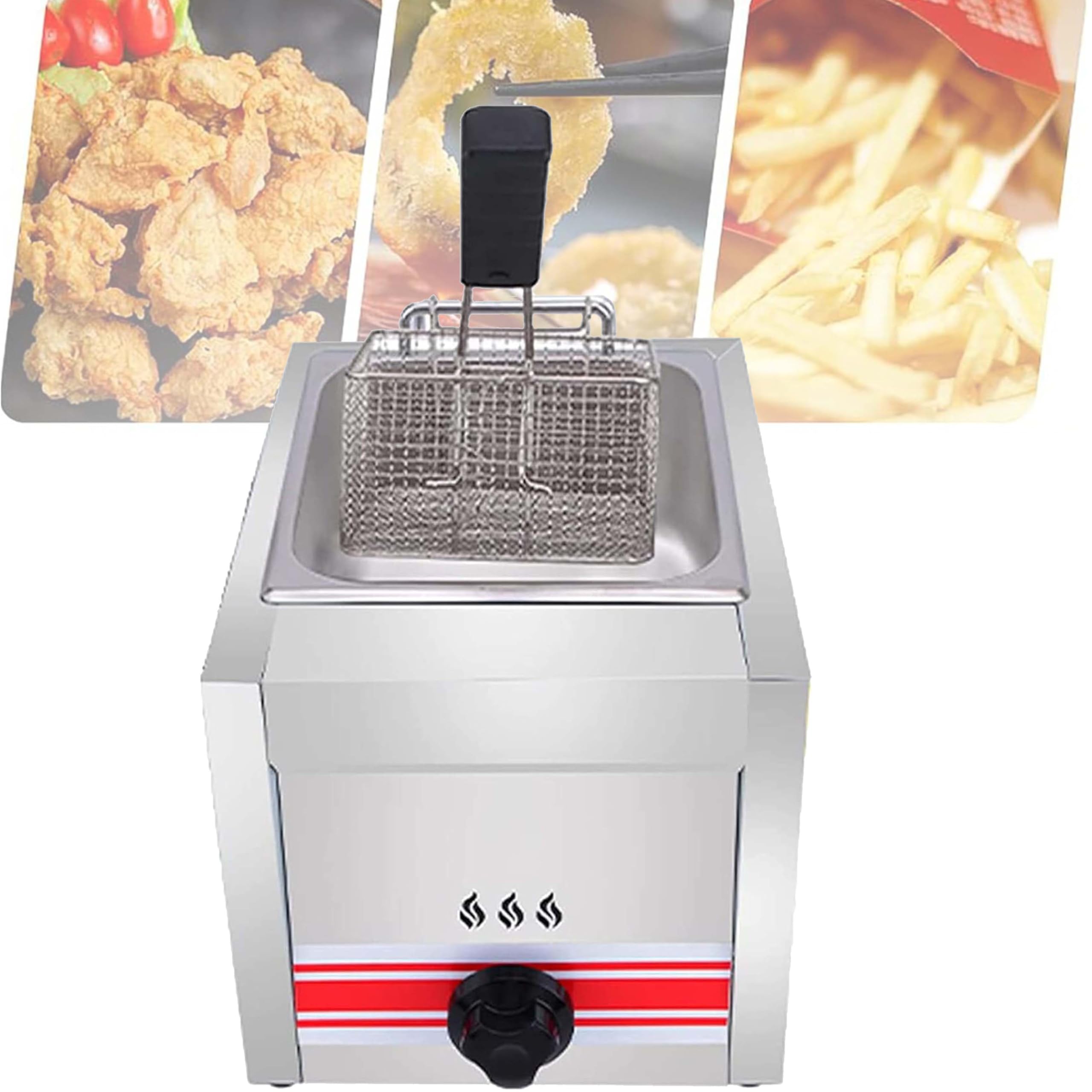 Friggitrice a Gas Grande capacità 10/20/30 Litri,Friggitrice a Gpl in Acciaio Inossidabile, Controllo della Temperatura Indipendente,per Patatine Fritte,Ciambelle,Pesce,Singlecylinder10L