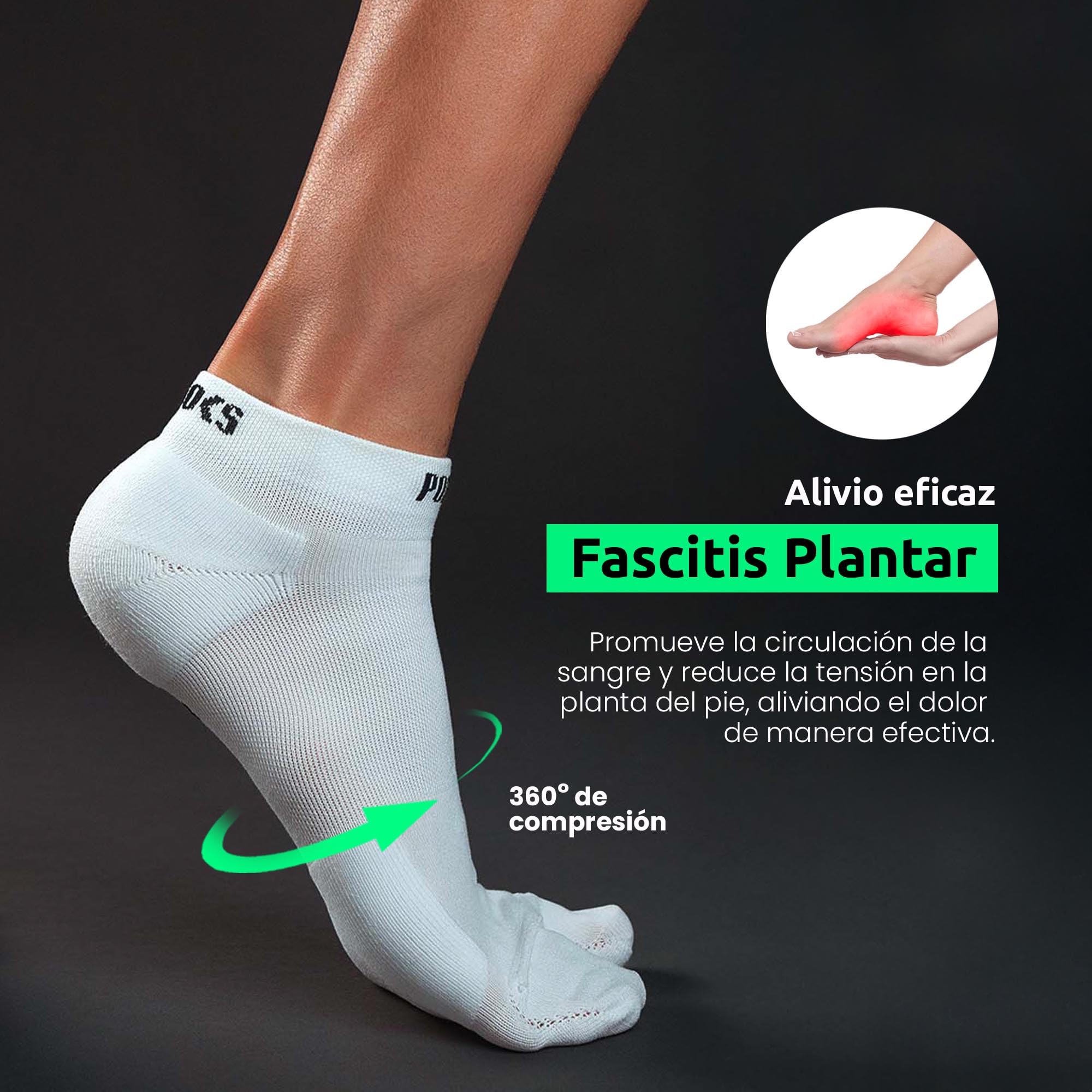 Calcetines Running Tobilleros Hombre y Mujer | Compresión deportiva y almohadillado estratégico | Alivia Fascitis Plantar | Sirve para Padel, Crossfit, Trekking | Fabricados en España