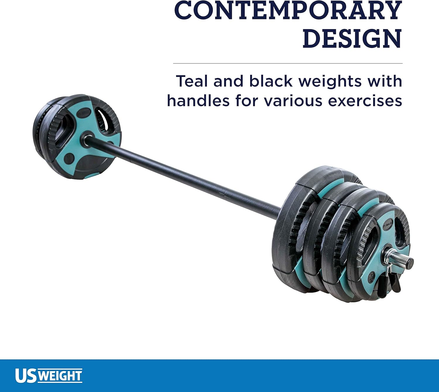 US Weight 54 LB Weight Set with 55" Bar , Black : Sports & Outdoors