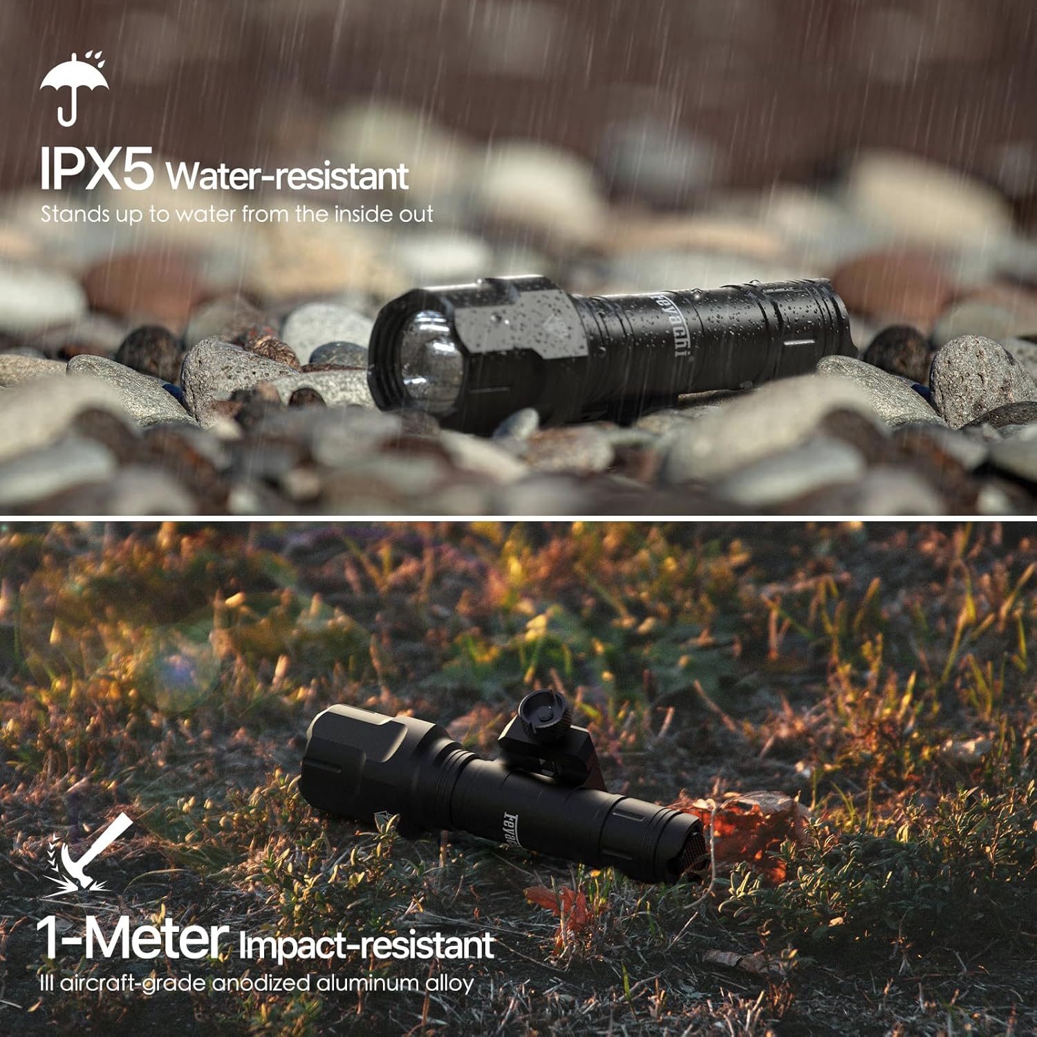 Feyachi Rifle Light 1200LM 22500Candela WL25 Tactical AR Flashlight LED Outdoor Light with Pressure Switch & Picatinny/Mlock Rail Mount, 3 Modes - High/Low/Strobe