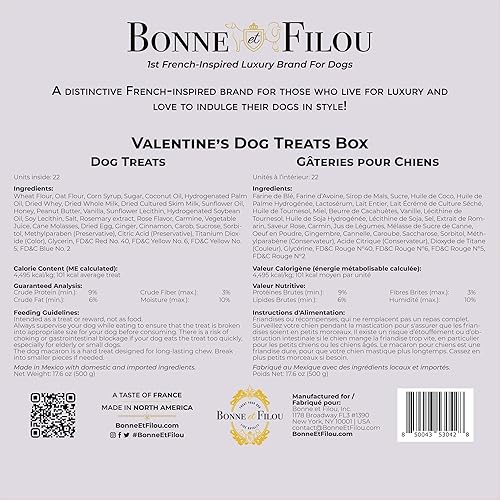 Miniatura 7 de Bonne et Filou Love Dog Treats - Caja de regalo, 22 macarrones, trufas y galletas de hueso, aperitivos saludables y deliciosos para perros medianos