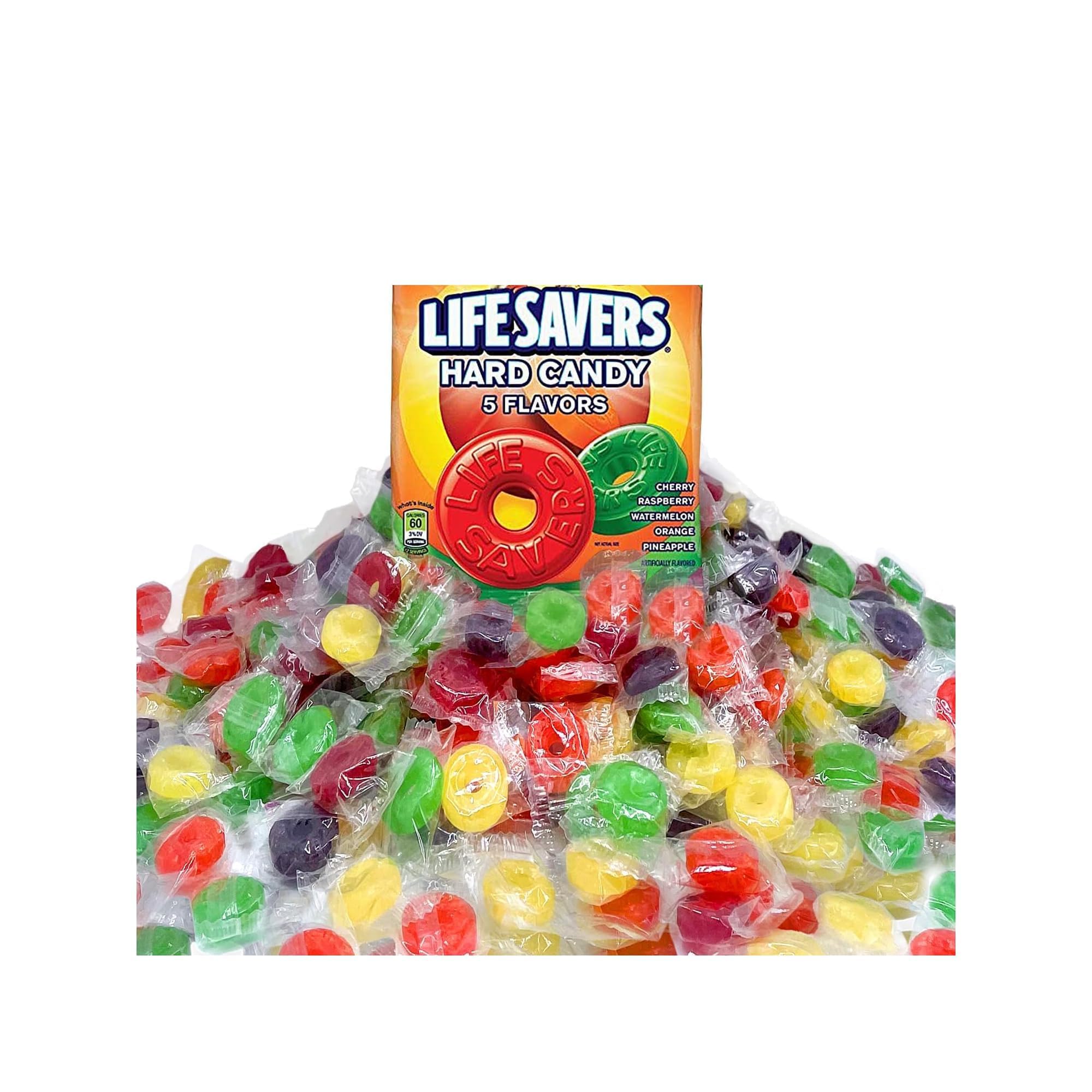 Life Savers Hard Candy 5 Flavors - 2 lbs of Candy - Individually Wrapped - Cherry, Watermelon, Orange, Pineapple, and Raspberry - Perfect for Stocking the Pantry