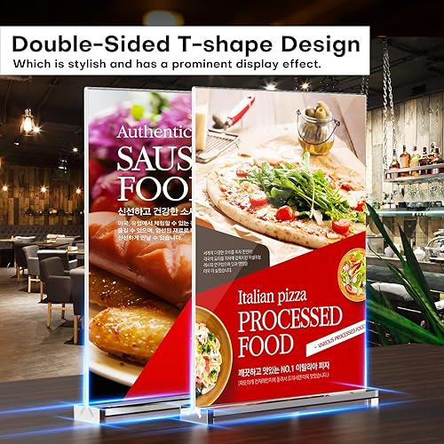 Miniatura 4 de Pealatus Soporte acrílico para letreros de 8.5 x 11 pulgadas, paquete de 6 soportes verticales transparentes, soporte de plástico para menú, soporte