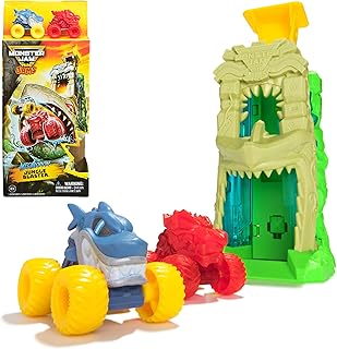 Mini Jams, Megalodon Jungle Blaster Launcher Playset, 2 Exclusive Die-Cast Monster Trucks & Accessory, Kids Toys for Boy and Girls Ages 3 and up