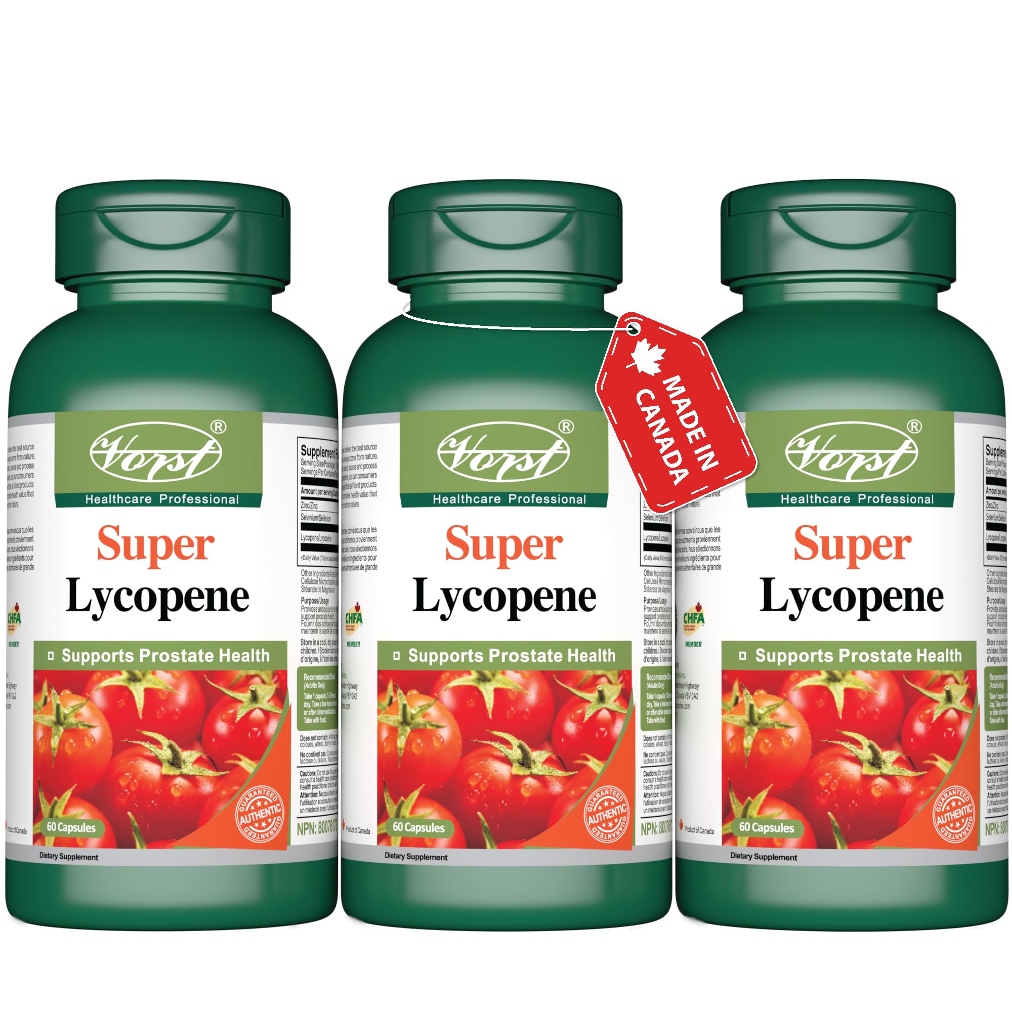 Premium Lycopene 30mg with Zinc and Selenium 3 X 60 Capsules Prostate Heart Health Supplement Antioxidant Tomato | Powder Pills | 3 Bottles