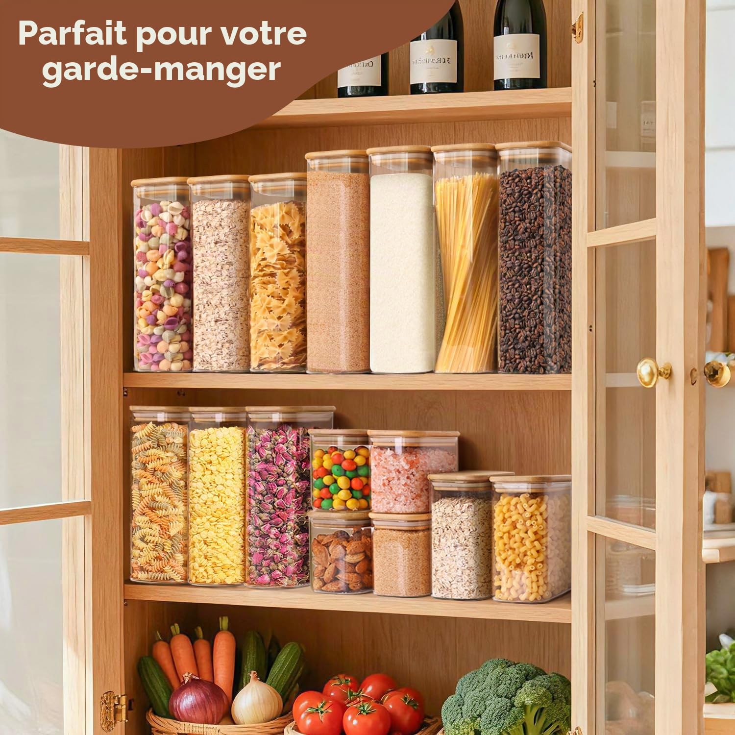 ComSaf Bocal en Verre Avec Couvercle, Pot en Verre Avec Couvercle, 700 ml, Lot de 6 Pièces, Convient Pour Gros Raisins Secs, Céréales Instantanées, Sel