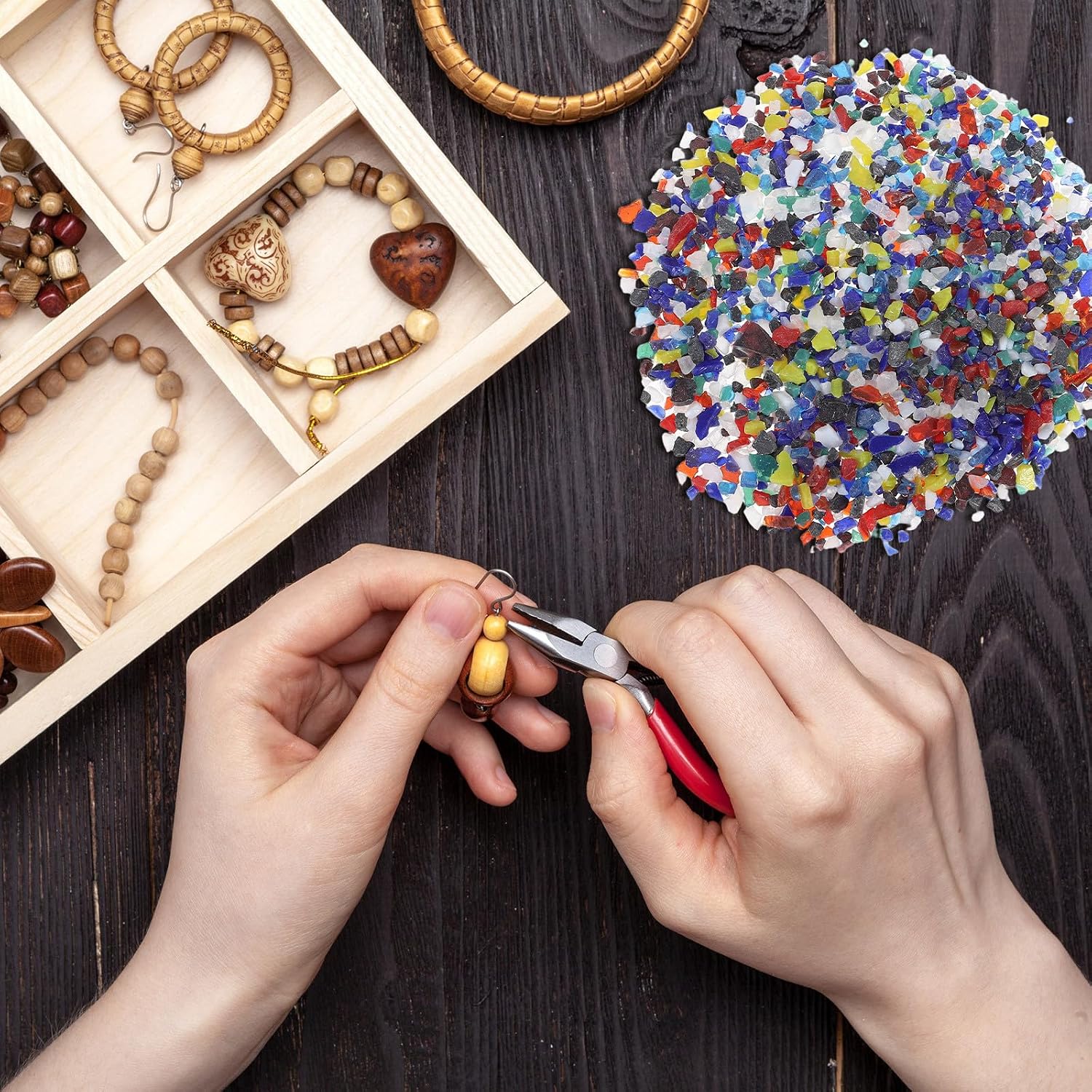 HAPINARY 100g Microwave Kiln Fusing Glass for Jewelry Making - Stained Glass Fusible Chips Frits - Microwave Kiln Kit for Jewelry Making Handmade Crafts, Assorted Color