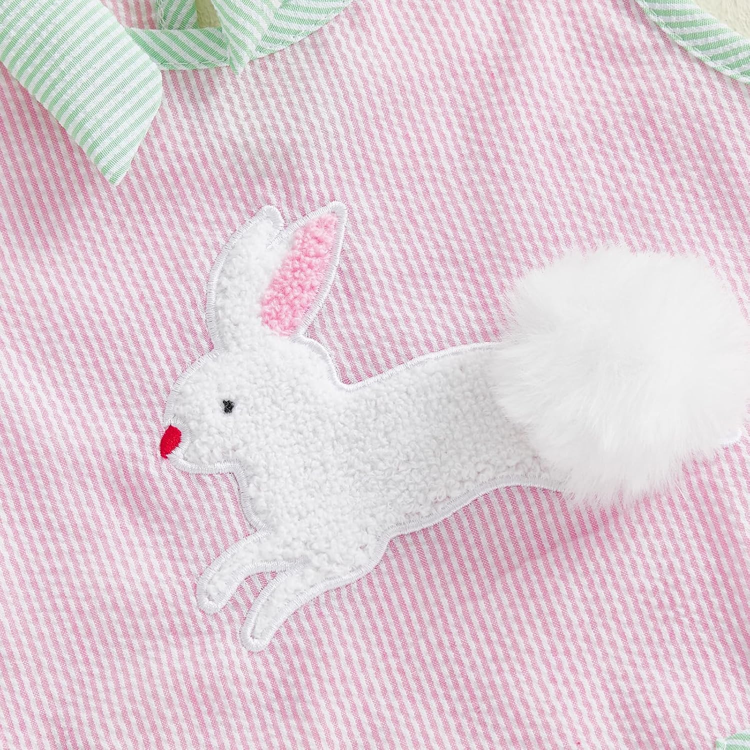 Sasaerucure Infant Toddler Baby Girl Easter Outfit Embroidery Bunny Dress One Piece Sleeveless Pink Ruffle Dress - Image 5