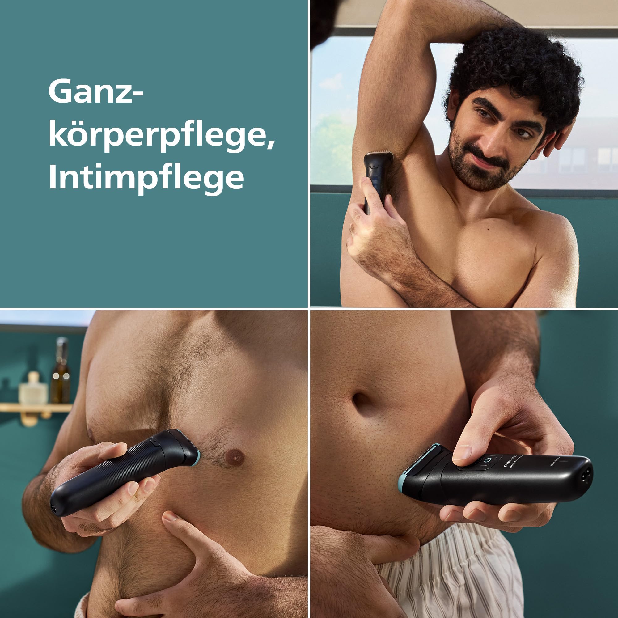 Philips Bodygroom Series 5000 – Trimmer für Männer mit Rasiersystem mit Dreifachschutz, auch zur Nutzung im Intimbereich, 100% duschfest, 100 Min. Laufzeit, Modell BG5470/15