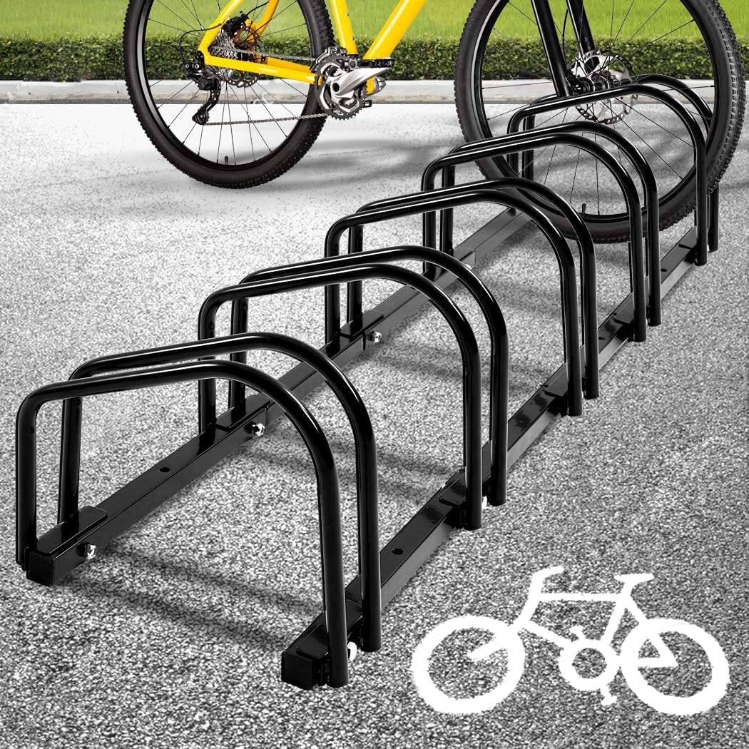 High Quality Houseware Iron Galvanized 5 Bike Bicycle Floor Parking Adjustable Storage Stand Floor Stand Bike Rack Parking Garage