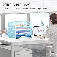 Vista 62 de 5 Tray Paper Organizer Letter Tray with Handle - Mesh Desk File Organizer, Paper Sorter Organizer for Office, Home or School File Folder Holder