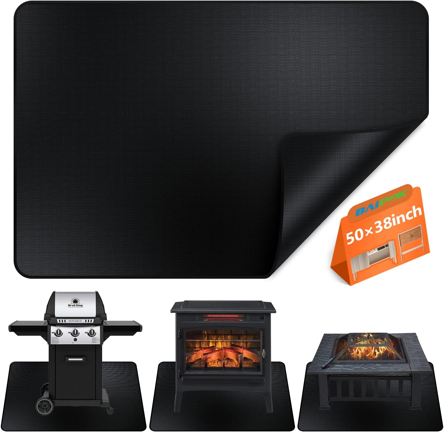 Grill Mats for Outdoor Grill, 50×38 inches Fire Pit Mat Fireproof Grill