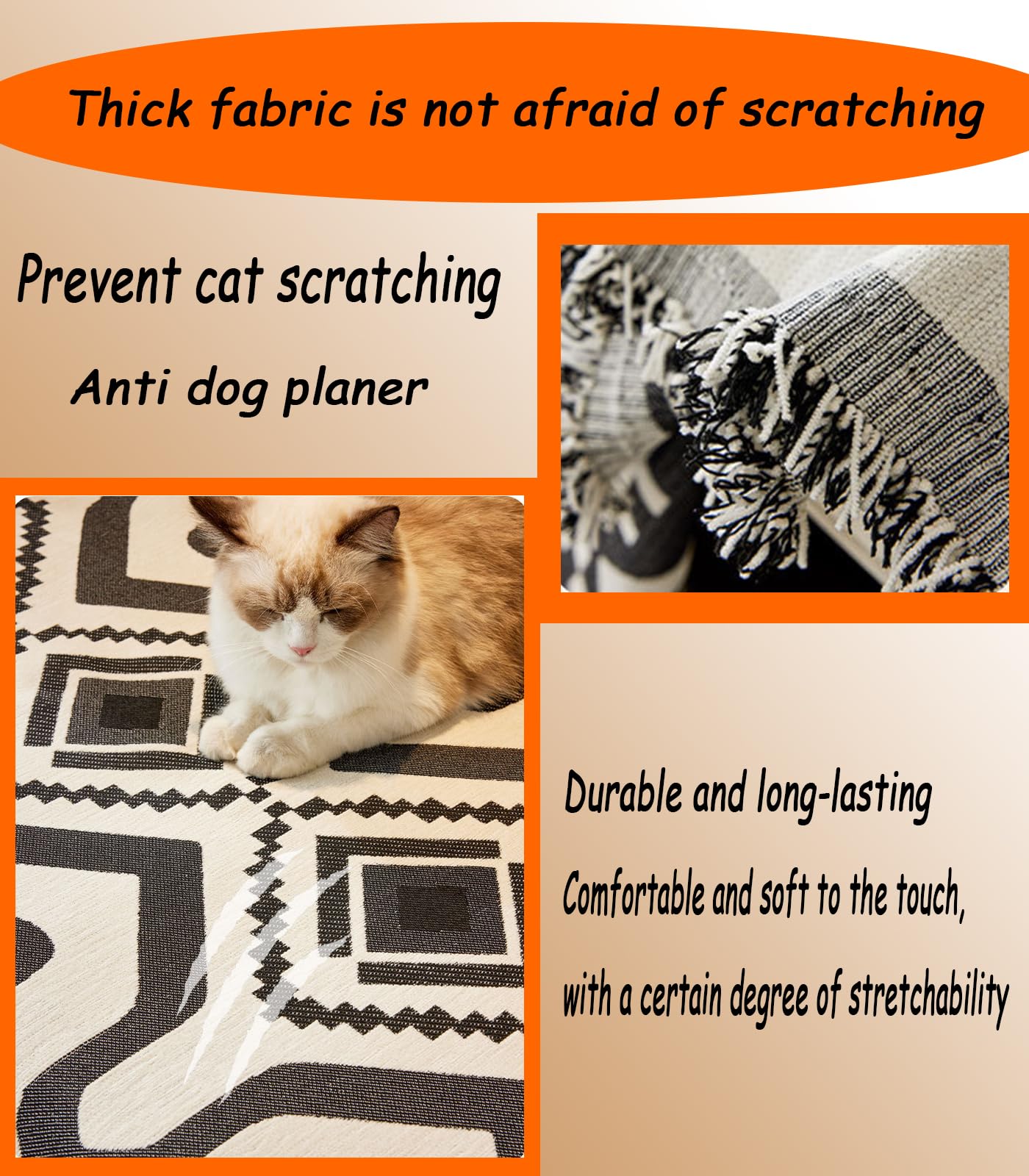 Dfcdcoo Boho Couch Cover for Dogs Throw Couch Cover with Tassel Loveseat Covers Futon Cover L Shaped Cover Washable Chenille Couch Protector (Black,180 * 230CM)