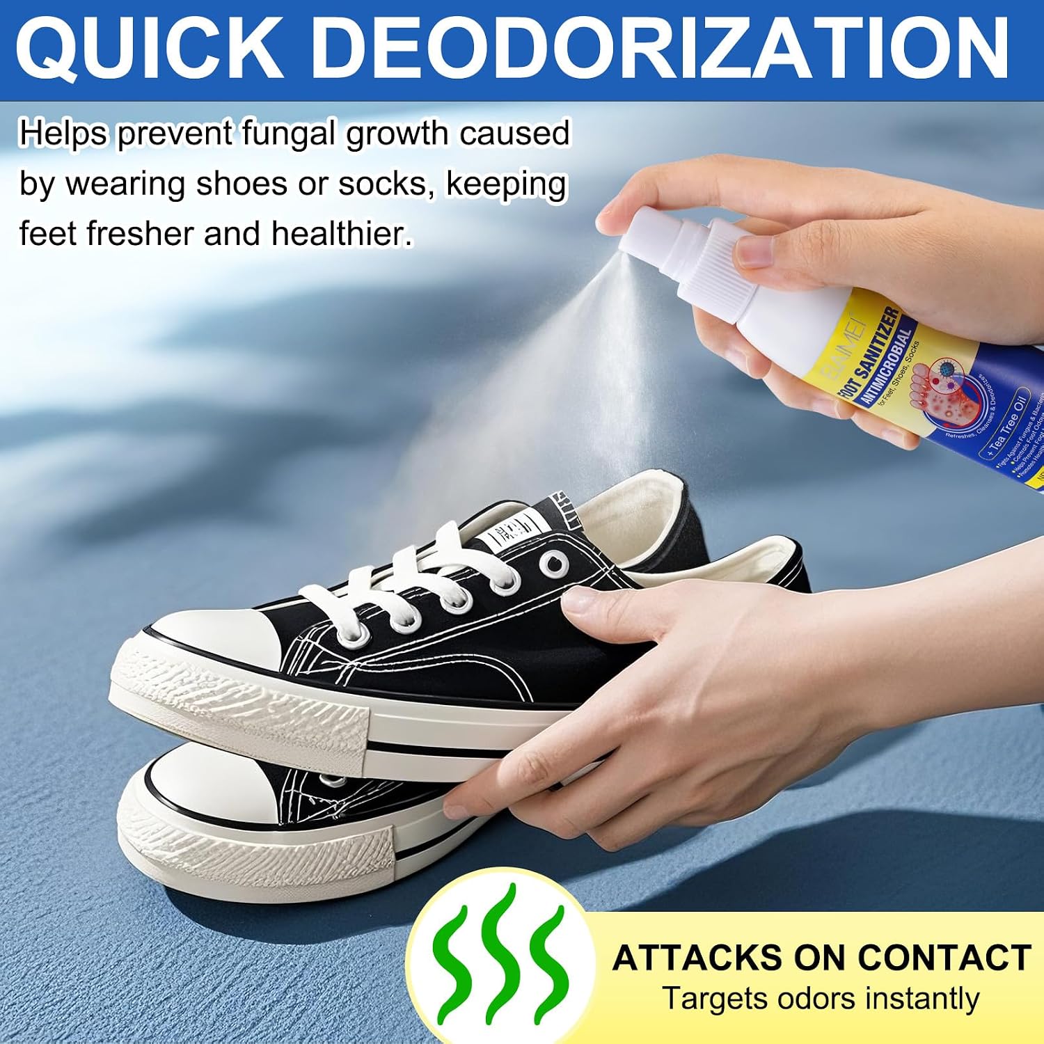 Foot Spray with Tea Tree Oil，tea tree spray for feet，Tea Tree Oil Feet Spray，24-Hour Freshness Foot Odor Eliminator for Feet，Natural Foot Deodorizer for Fresh，Odor Control & Itch Relief 4oz