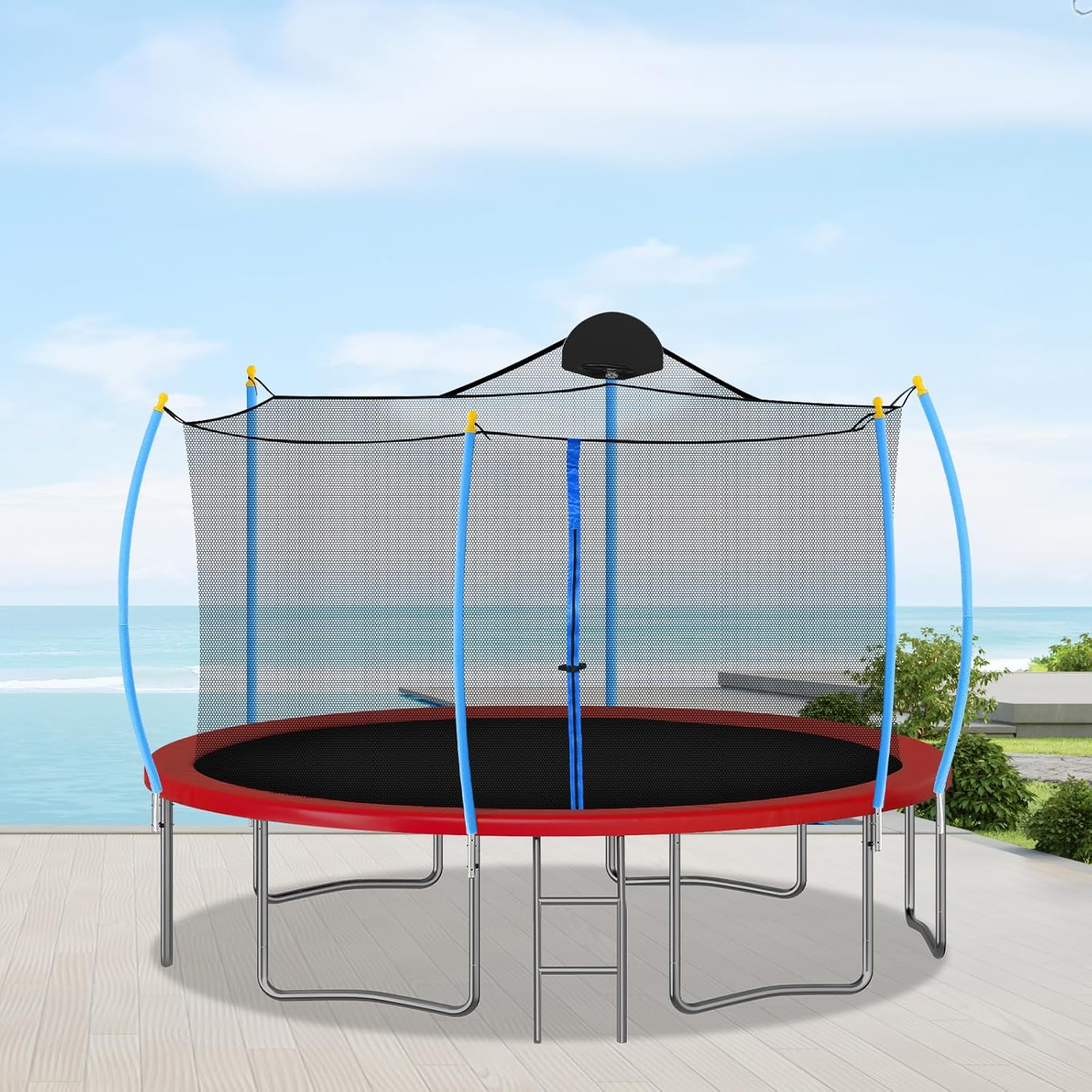 6PCS Universal Trampoline Replacement Enclosure Poles, Trampoline Poles Replacement, UV/rain-Proof, Easy Install - Trampolines Net Pole for Home, Gym Trampolines. Includes Pole, Connectors, Blue