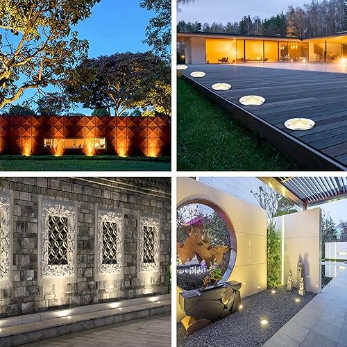 Miniatura 7 de iCreating Luces de paisaje de bajo voltaje, 6 W, luces para exteriores en el suelo, IP67, impermeables, luces LED de pozo, 12 V, luz de jardín, luz