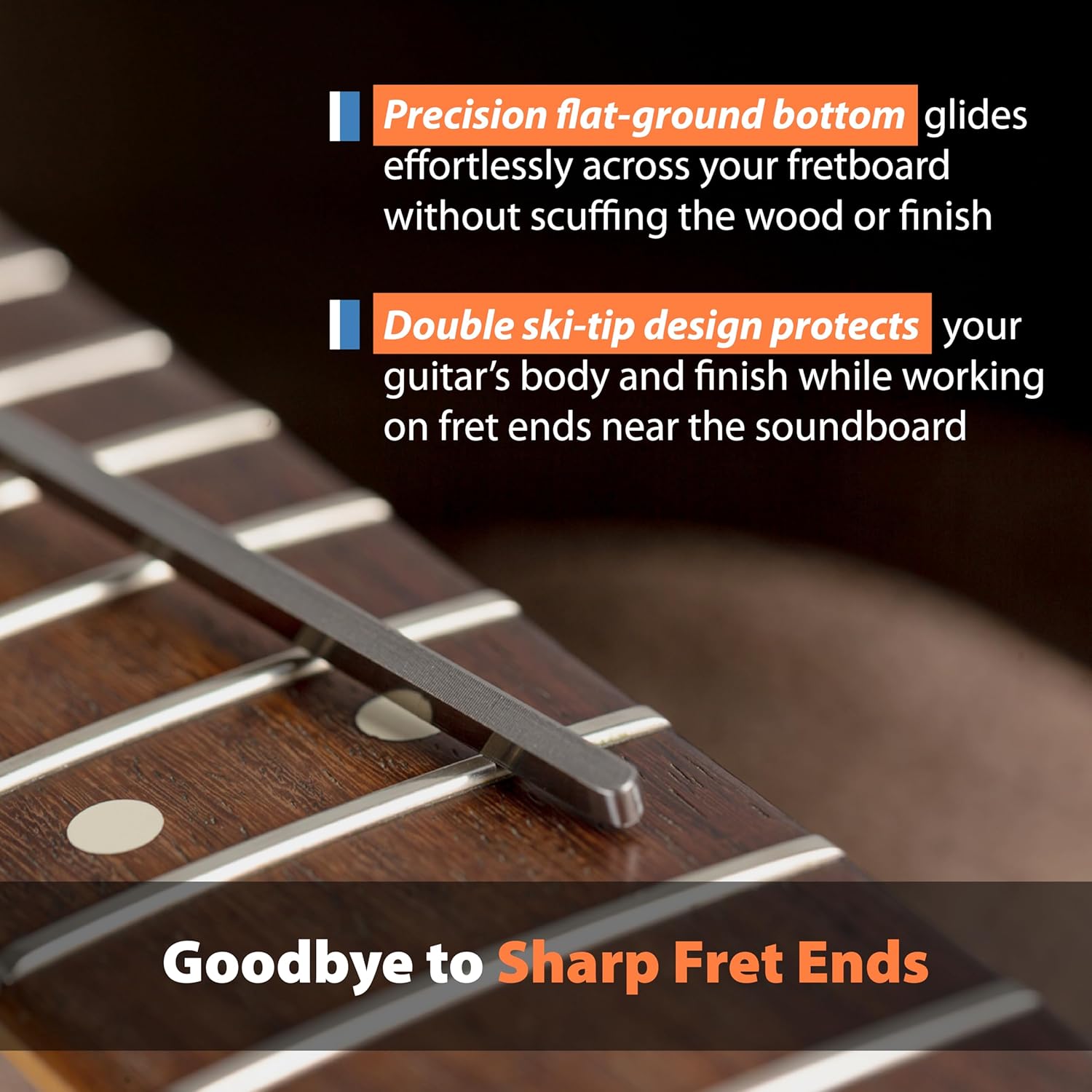 FretGuru Ultimate Fret End File 2 - Fix Sharp Fret Ends, Fret Sprout, Fret End Dressing File Pro Luthier Tool Guitar Tech [FINALLY AVAILABLE AGAIN - ADVANCED NEW DESIGN SHIPPING NOW]
