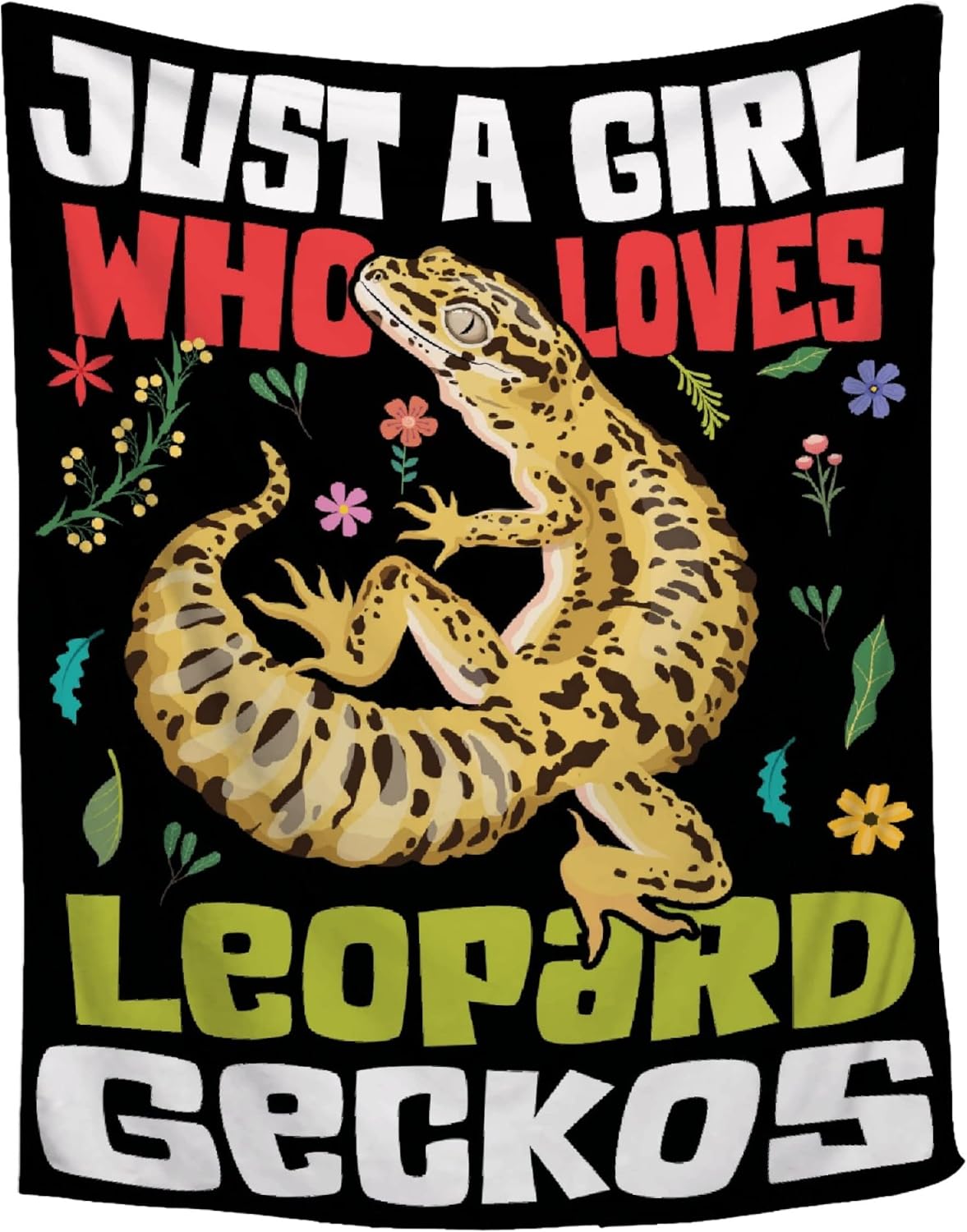 Leopard Gecko Blanket,Funny Gecko Gifts,Just A Girl Who Loves Leopard Gecko Flannel Throw Blanket,Super Soft Cozy Blanket,Fuzzy Warm Cozy Bedding Blankets for Couch Bed,40"x50"-Throw Size for Kids