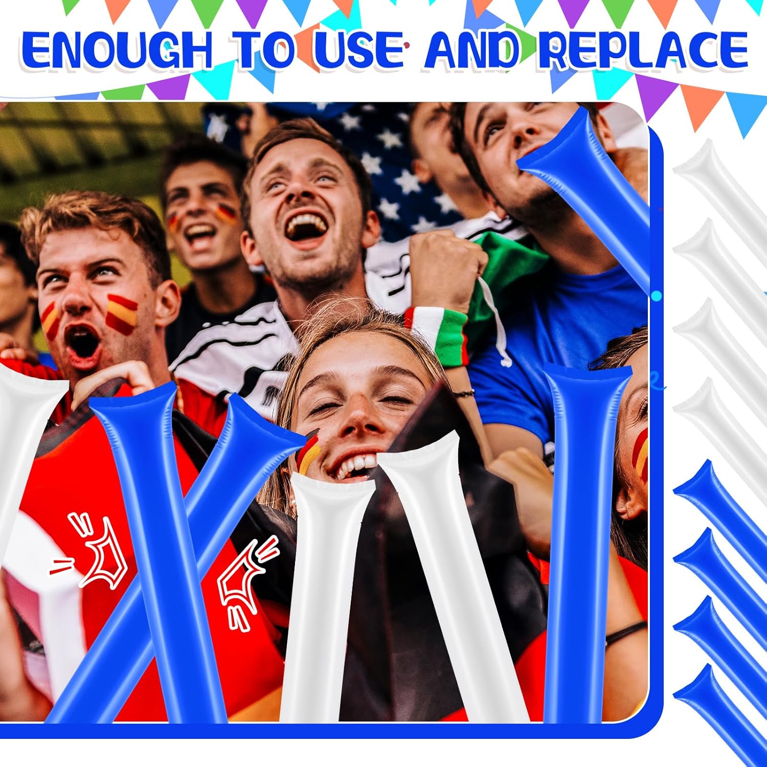 Junkin 240 Pieces Thunder Sticks Cheering Cheerleading Accessories Team Spirit Boom Sticks Noise Makers Inflatable for Sporting Events Football Game Party