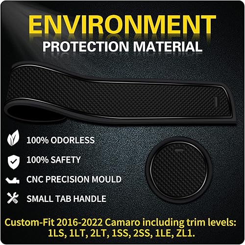 Miniatura 2 de Accesorios aptos para Chevy Camaro 2016-2024, insertos de portavasos antideslizantes personalizados mejorados, revestimientos de consola central,