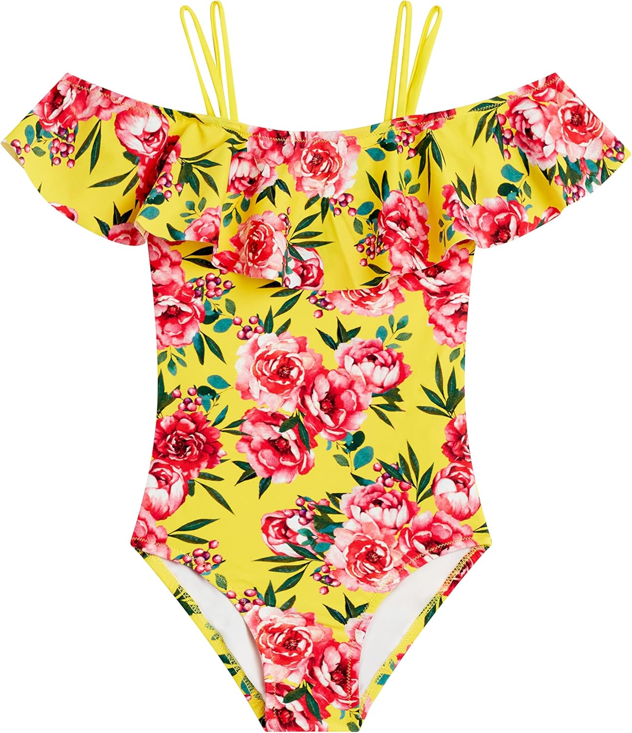Kanu Surf Girls Peggy Upf50Beach Sport Off Shoulder One Piece Swimsuit 12 Avery Yellow