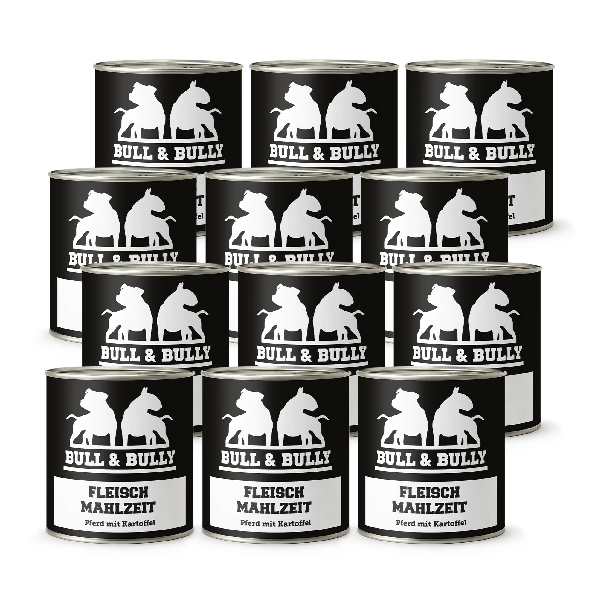 Hundefutter Nass 800g 12x Fleischmahlzeit Pferd mit Kartoffel | Tierärzten entwickeltes Hunde Nassfutter Premium Wet Dog Food mit 94% Fleischanteil für aktive Hunde von BULL & BULLY