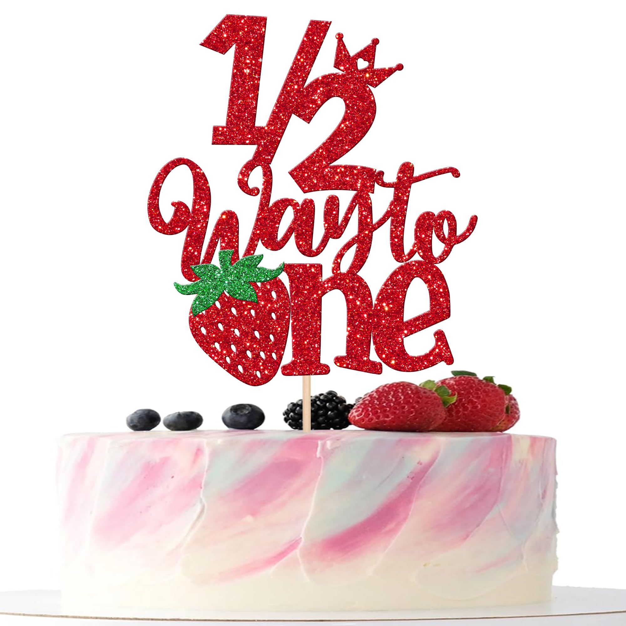 1st Birthday Cake Topper - Strawberry Theme -12