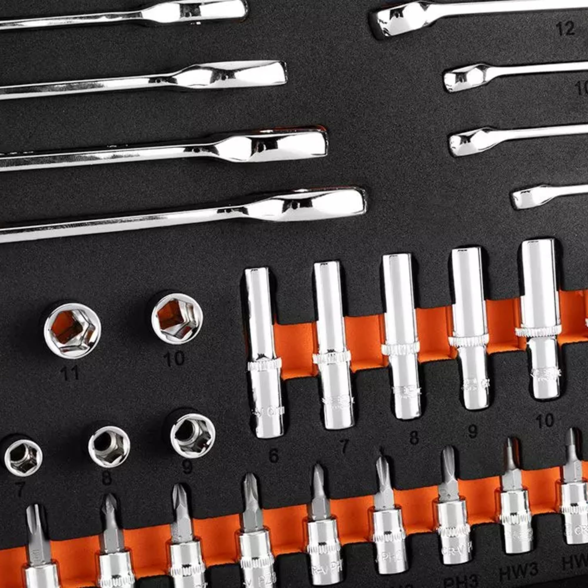 NEO TOOLS Valise à outils 95 pièces – Coffret de douilles professionnel avec cliquets 90T, jeu de clés mixtes, insert en mousse EVA, coffret de cliquets pour automobile et atelier, kit complet